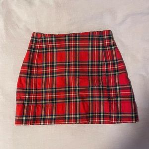 brandy melville red plaid skirt